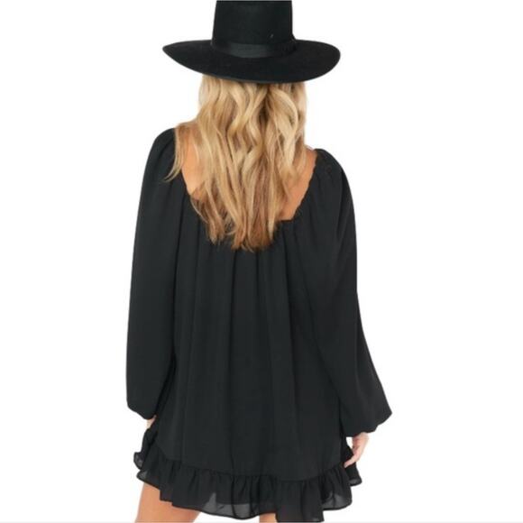 NWT Show Me Your Mumu Briar Black Square Neck Tunic Mini Dress S - Picture 2 of 16